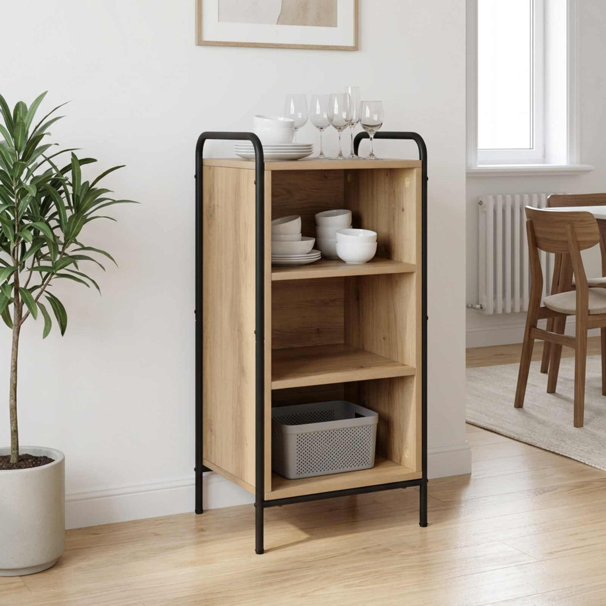 Sideboard 40 x 33 x 80.5 cm Engineered Wood with 2 Shelves Artisan oak
