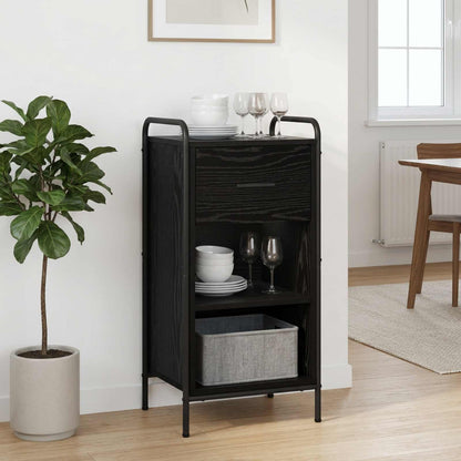 Sideboard 40 x 33 x 80.5 cm Engineered Wood with 1 Drawer & 1 Shelf Black oak