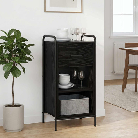 Sideboard 40 x 33 x 80.5 cm Engineered Wood with 1 Drawer & 1 Shelf Black oak