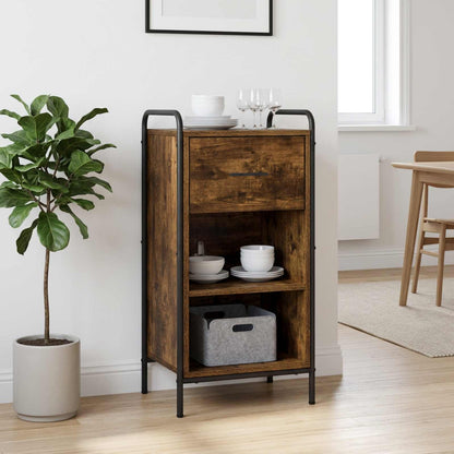 Sideboard 40 x 33 x 80.5 cm Engineered Wood with 1 Drawer & 1 Shelf Smoked oak