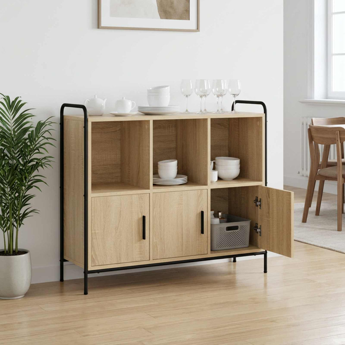 Sideboard 97 x 33 x 81 cm Engineered Wood Sonoma oak