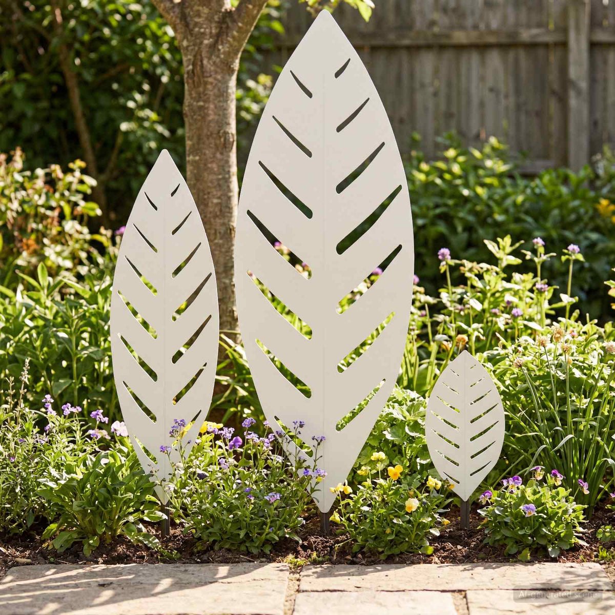 Garden Stake 3 pcs 116.5 x 35 x 3 cm Steel White