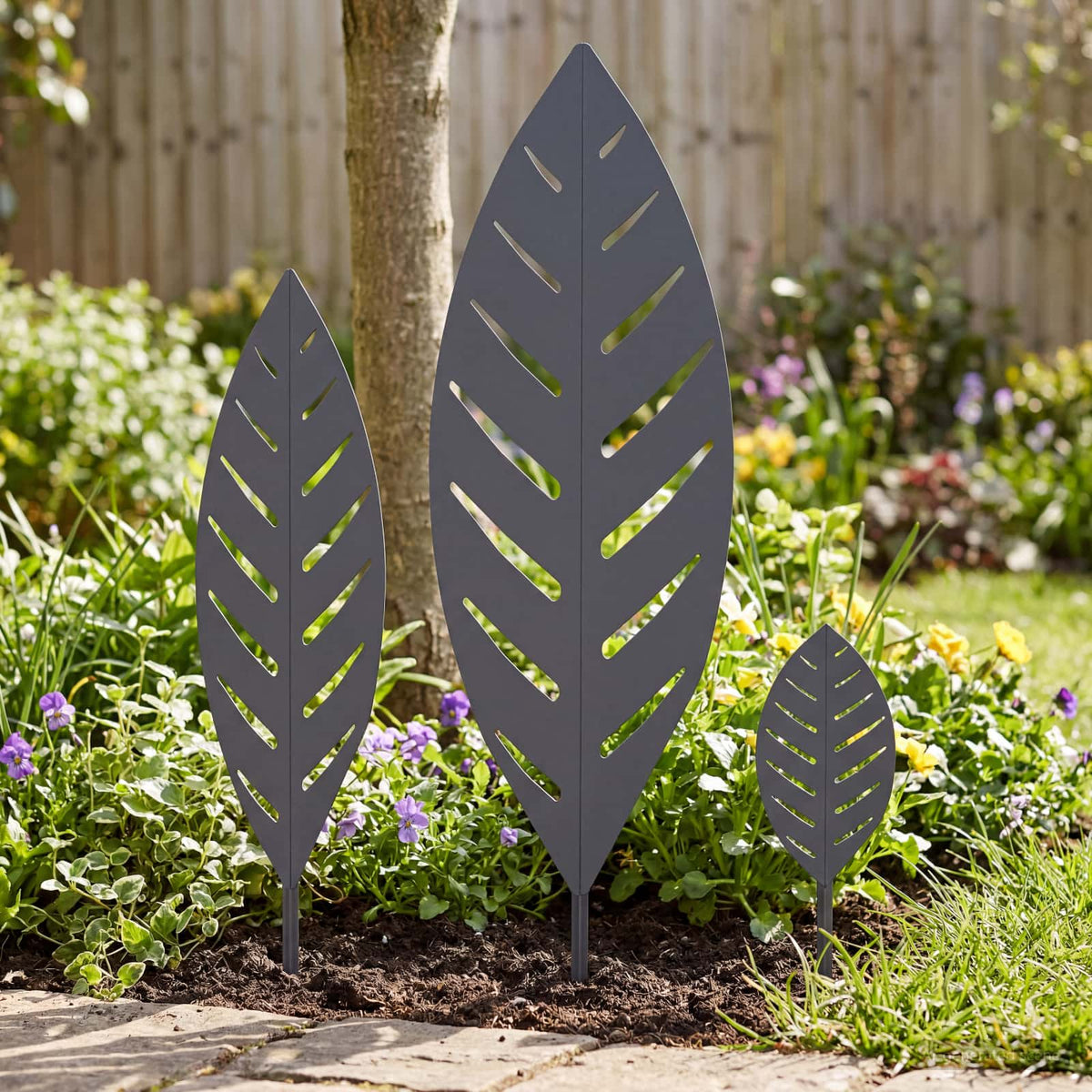 Garden Stake 3 pcs 116.5 x 35 x 3 cm Steel Anthracite