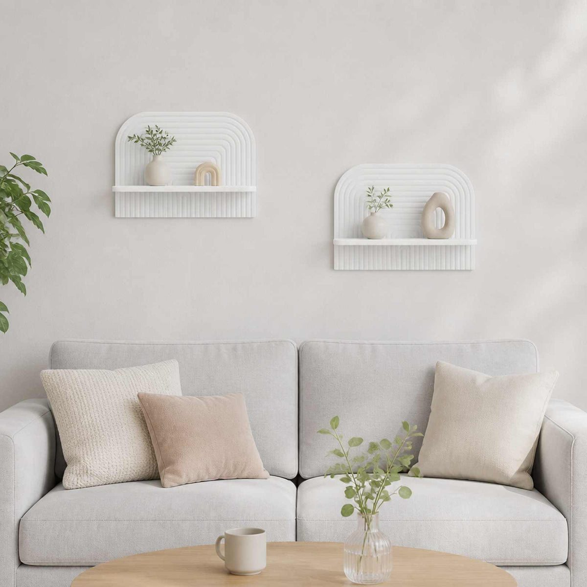 Wall Shelf 2 pcs 60 x 13.5 x 37.5 cm Engineered Wood White