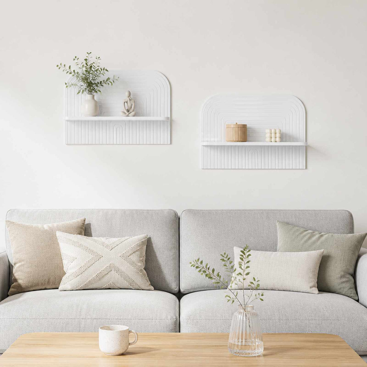 Wall Shelf 2 pcs 60 x 13.5 x 37.5 cm Engineered Wood High gloss white