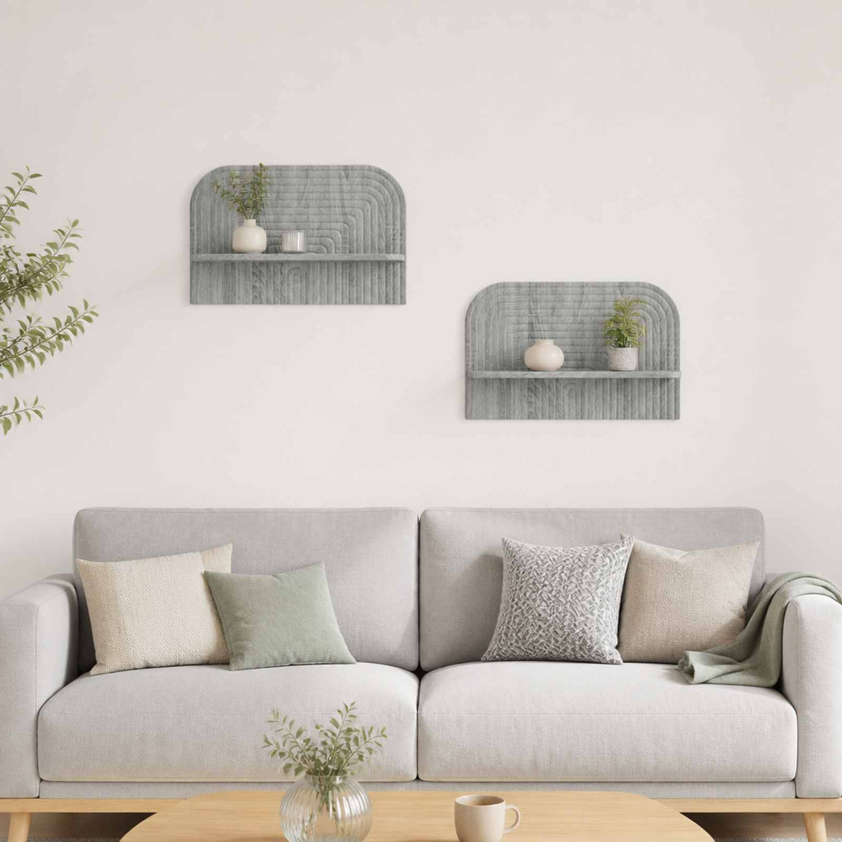 Wall Shelf 2 pcs 60 x 13.5 x 37.5 cm Engineered Wood Grey sonoma