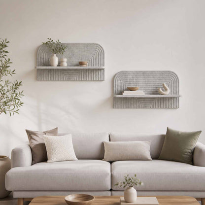 Wall Shelf 2 pcs 80.5 x 13.5 x 37.5 cm Concrete grey