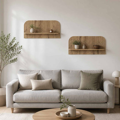 Wall Shelf 2 pcs 80.5 x 13.5 x 37.5 cm Artisan oak