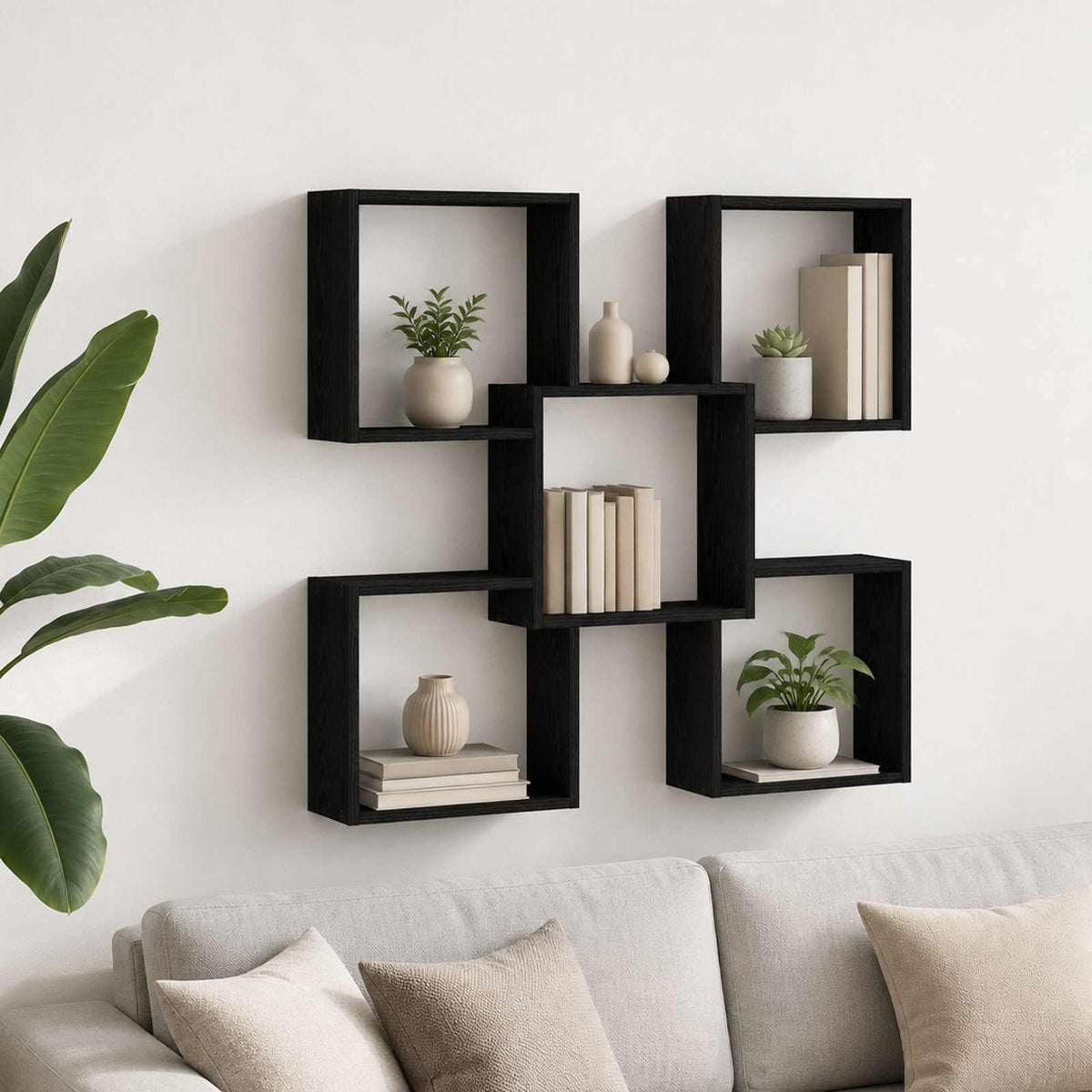 Wall Shelf 99.5 x 17 x 91 cm Engineered Wood Black
