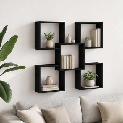 Wall Shelf 99.5 x 17 x 91 cm Engineered Wood Black