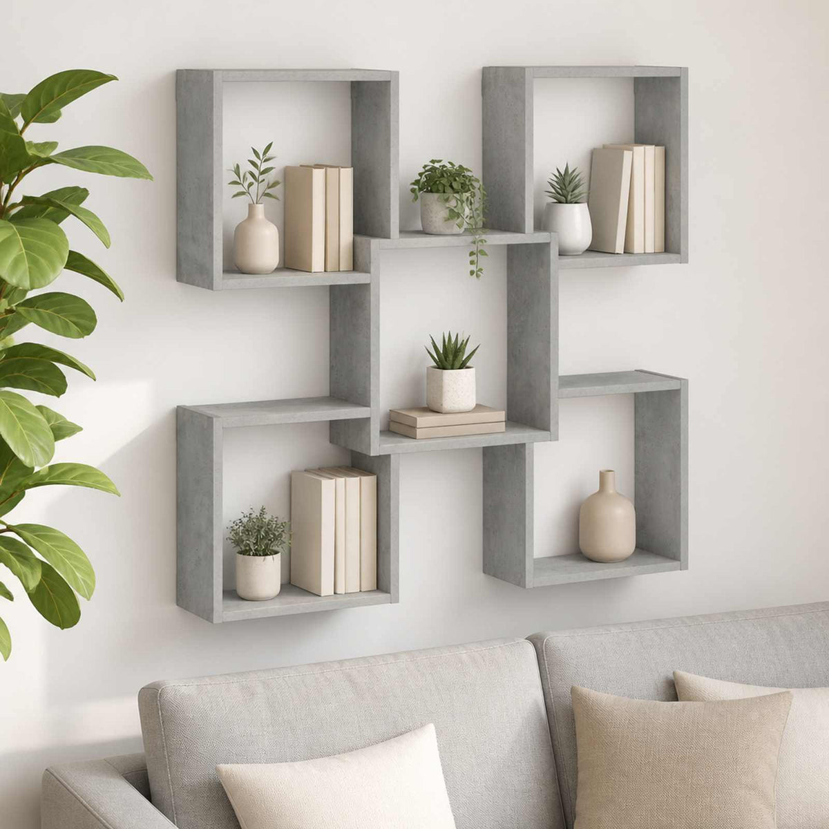 Wall Shelf 99.5 x 17 x 91 cm Engineered Wood Concrete grey