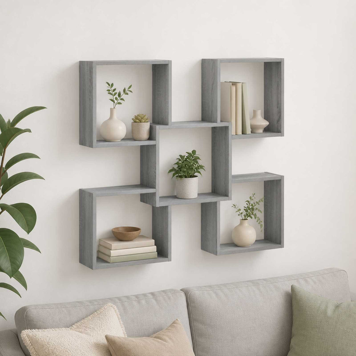 Wall Shelf 99.5 x 17 x 91 cm Engineered Wood Grey sonoma