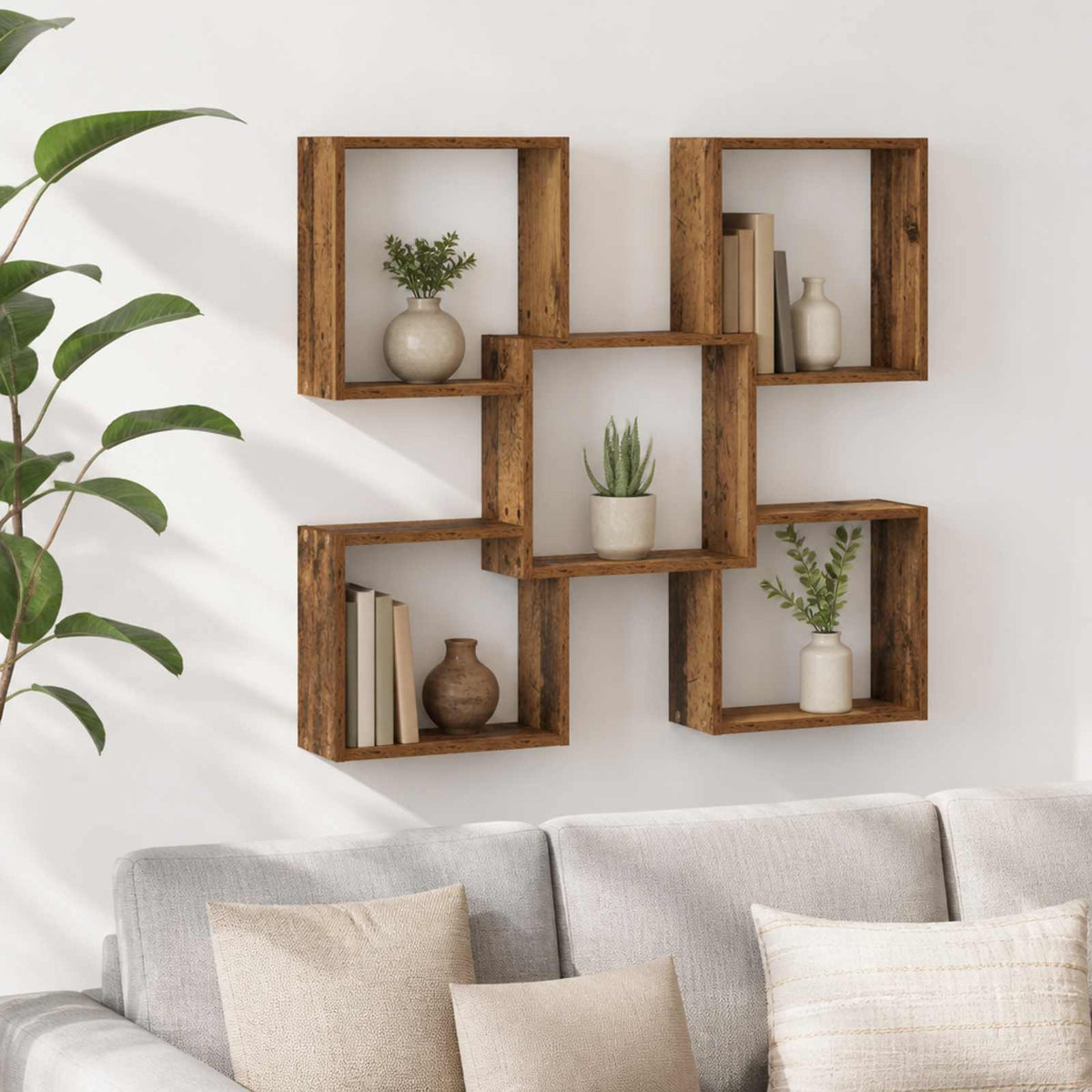 Wall Shelf 99.5 x 17 x 91 cm Engineered Wood Old wood