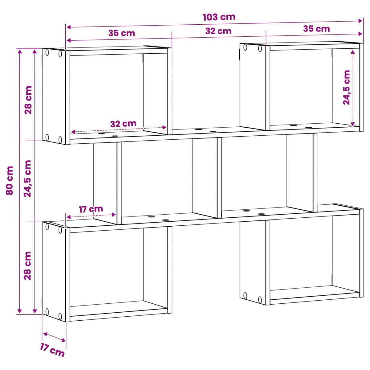 Wall Shelf 103 x 17 x 80 cm Engineered Wood White