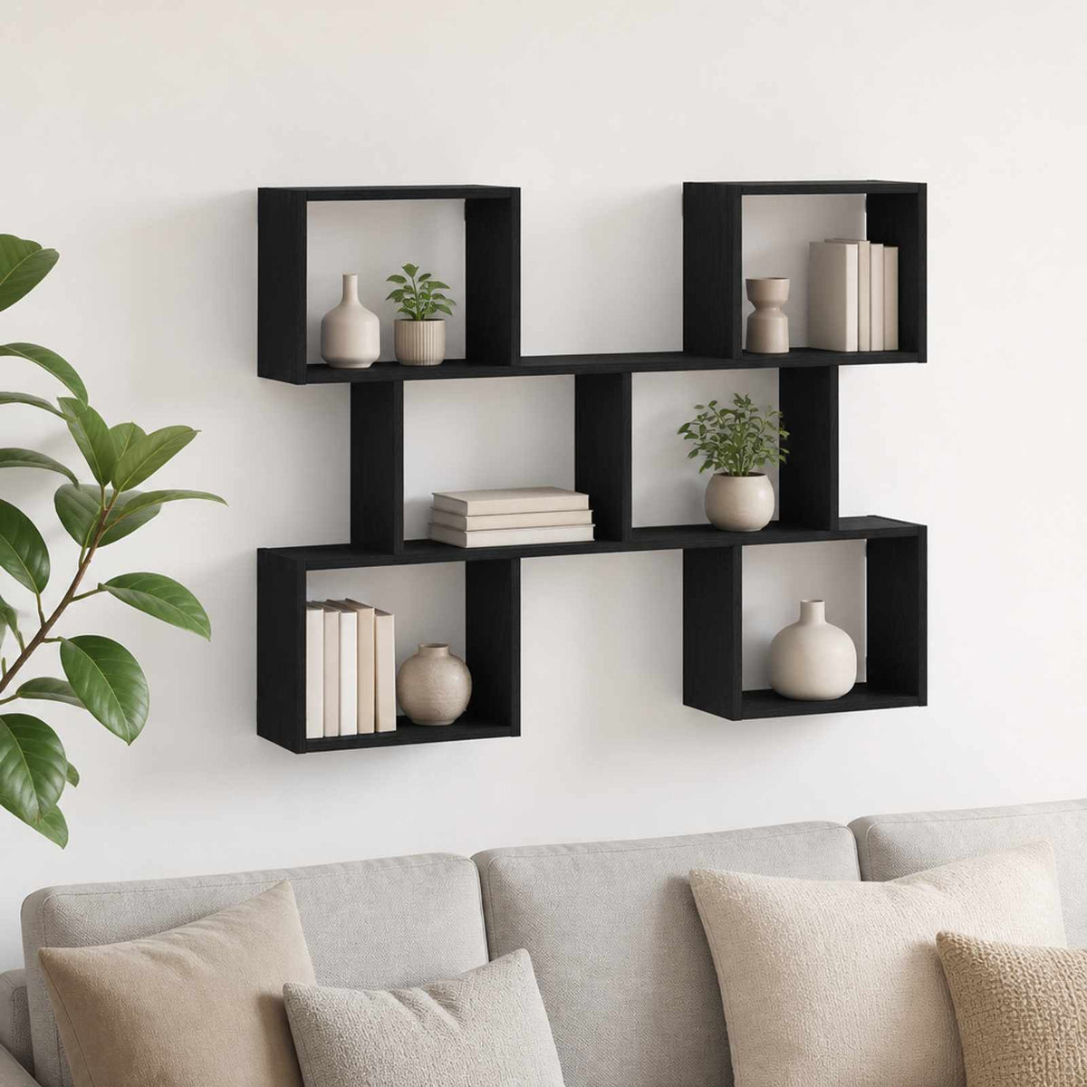 Wall Shelf 103 x 17 x 80 cm Engineered Wood Black