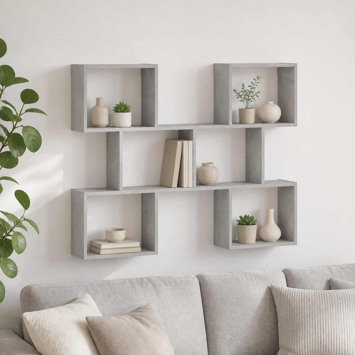 Wall Shelf 103 x 17 x 80 cm Engineered Wood Concrete grey