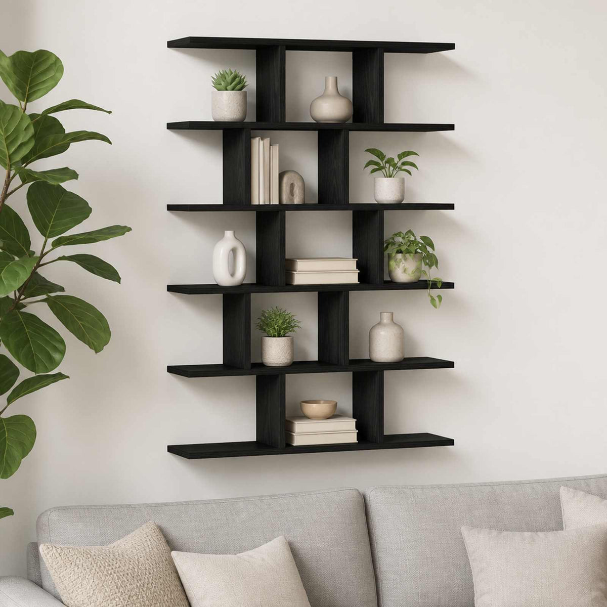 Wall Shelf 70 x 17 x 101 cm Engineered Wood Black oak