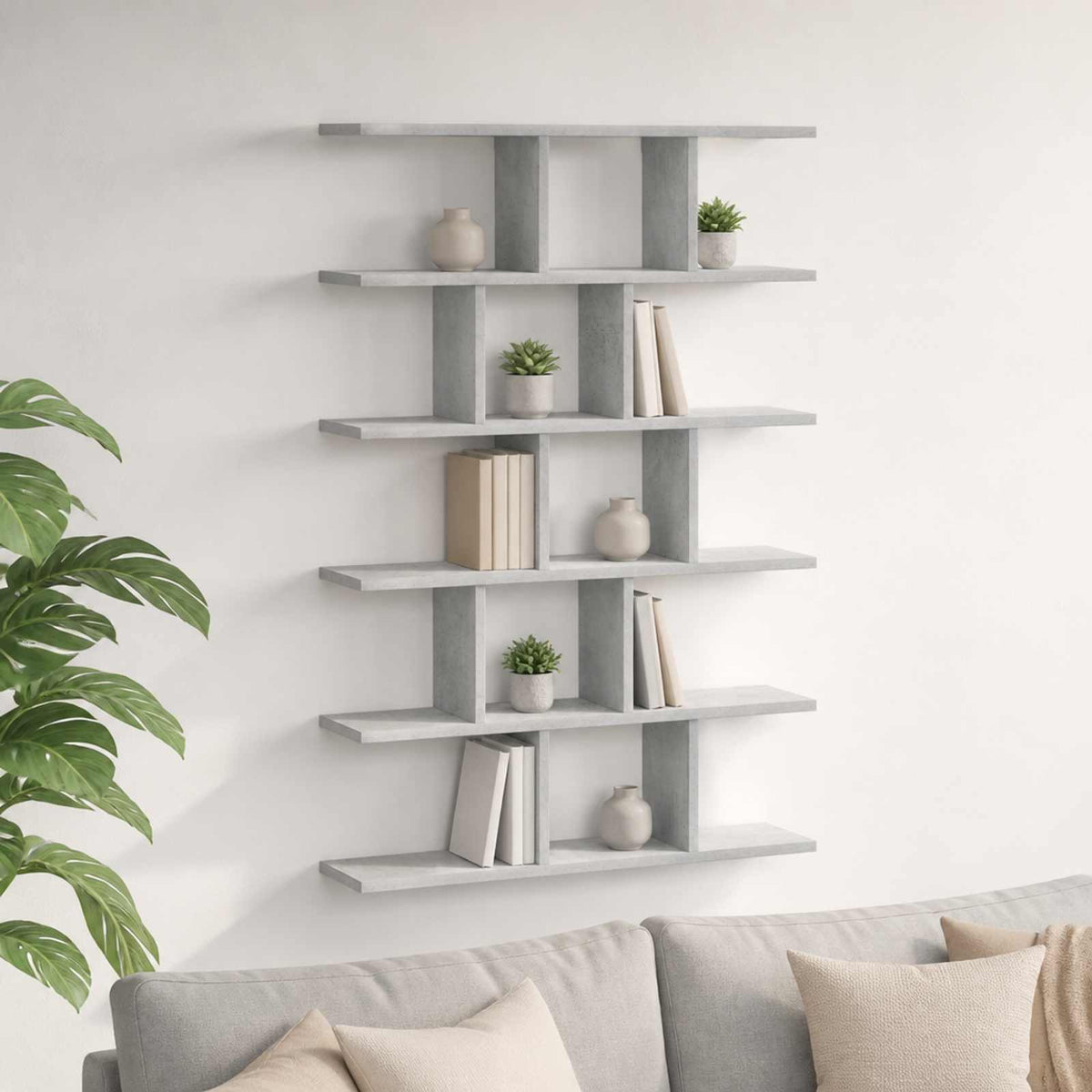 Wall Shelf 70 x 17 x 101 cm Engineered Wood Concrete grey