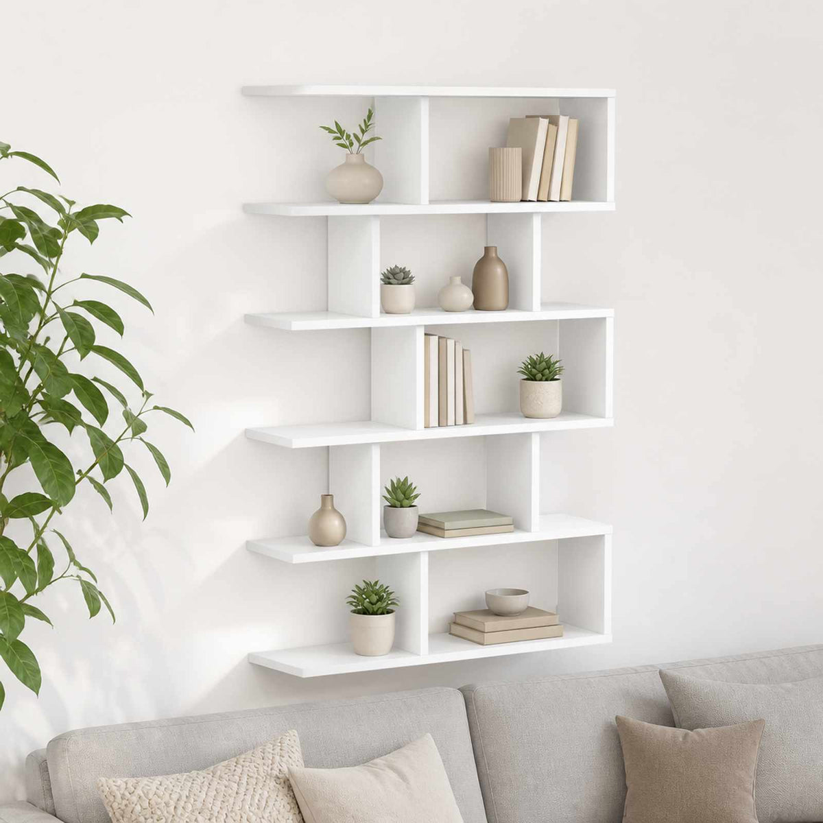Wall Shelf 70 x 17 x 101 cm Engineered Wood White