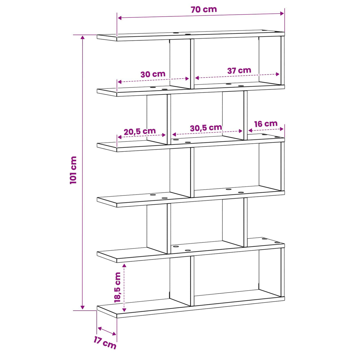 Wall Shelf 70 x 17 x 101 cm Engineered Wood White