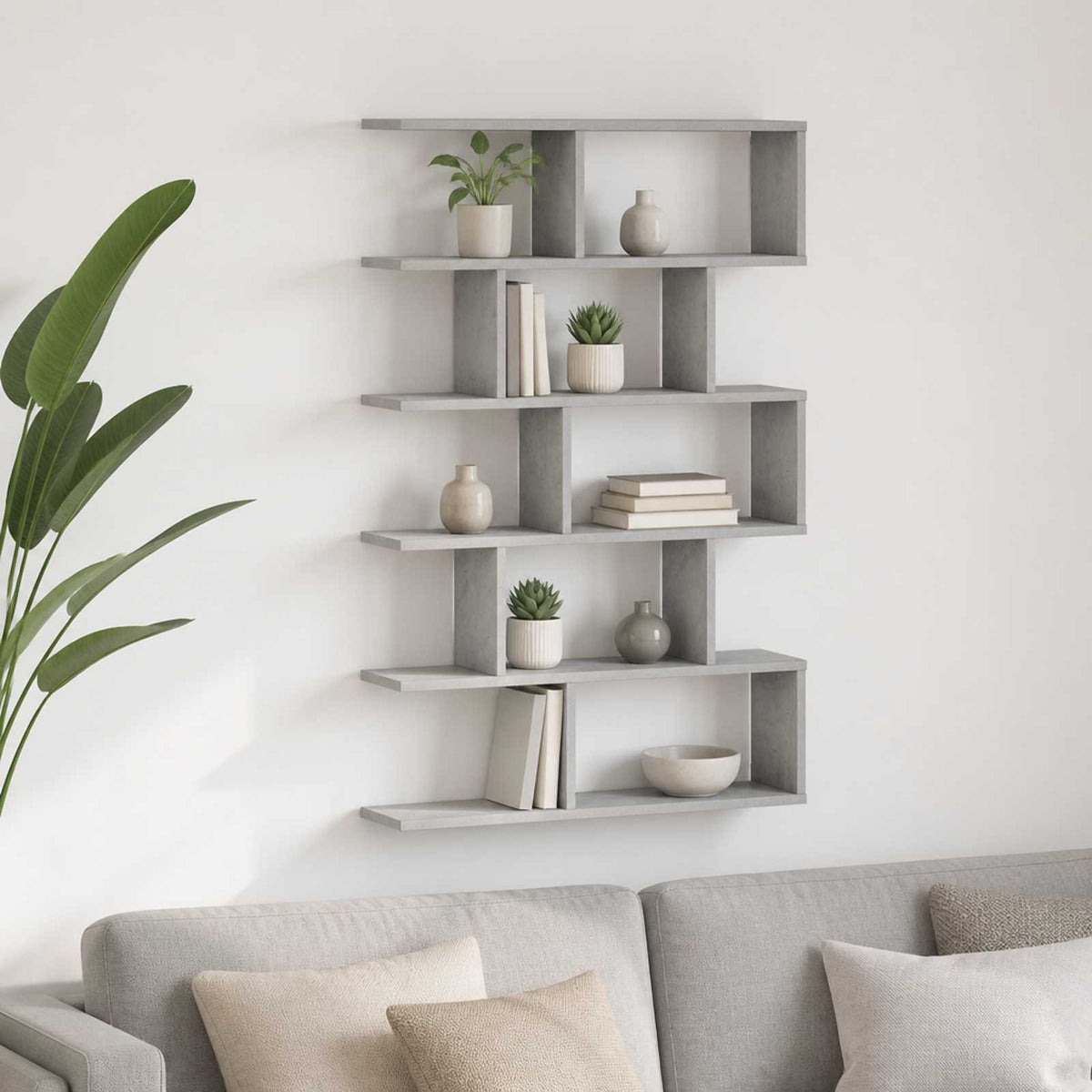 Wall Shelf 70 x 17 x 101 cm Engineered Wood Concrete grey