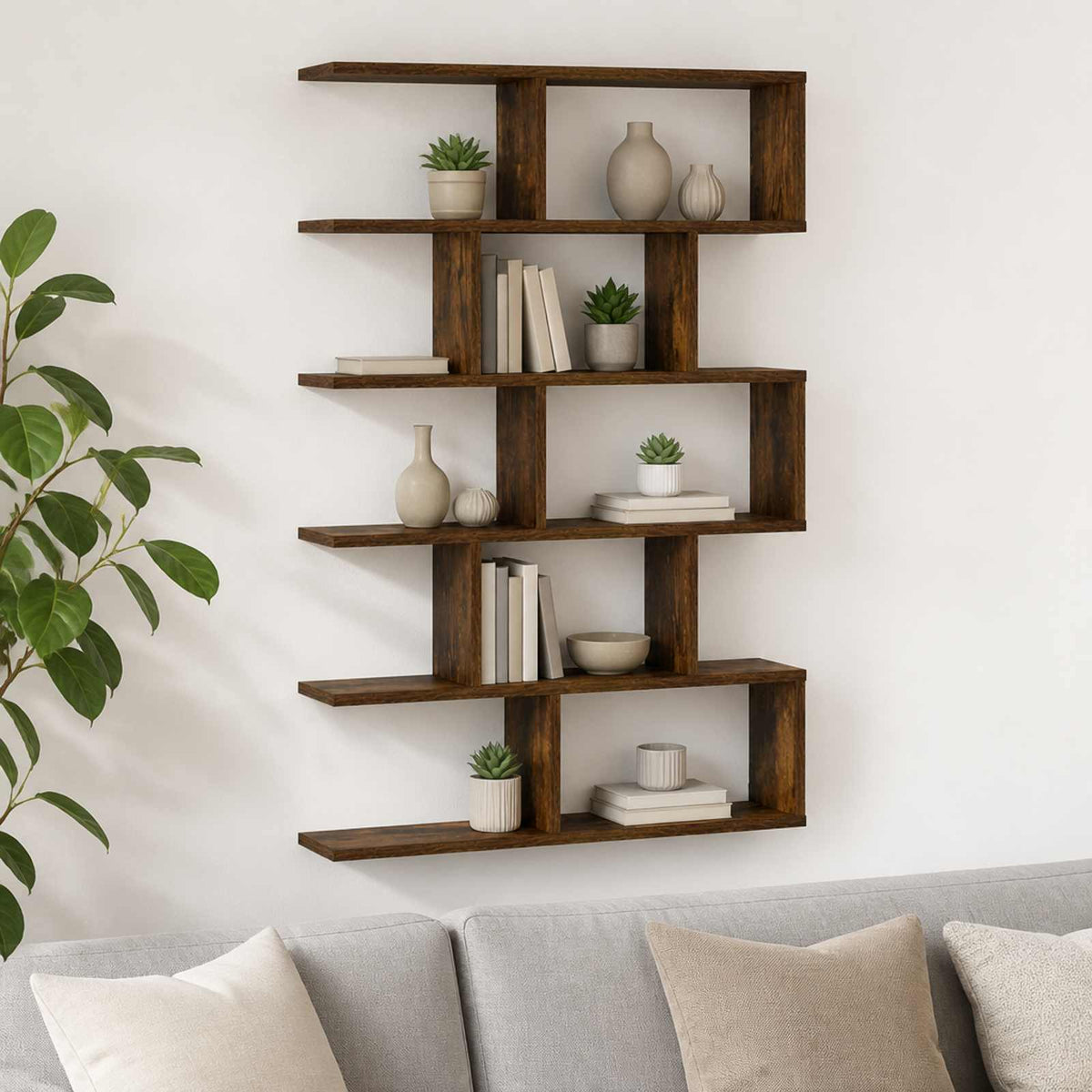 Wall Shelf 70 x 17 x 101 cm Engineered Wood Smoked oak