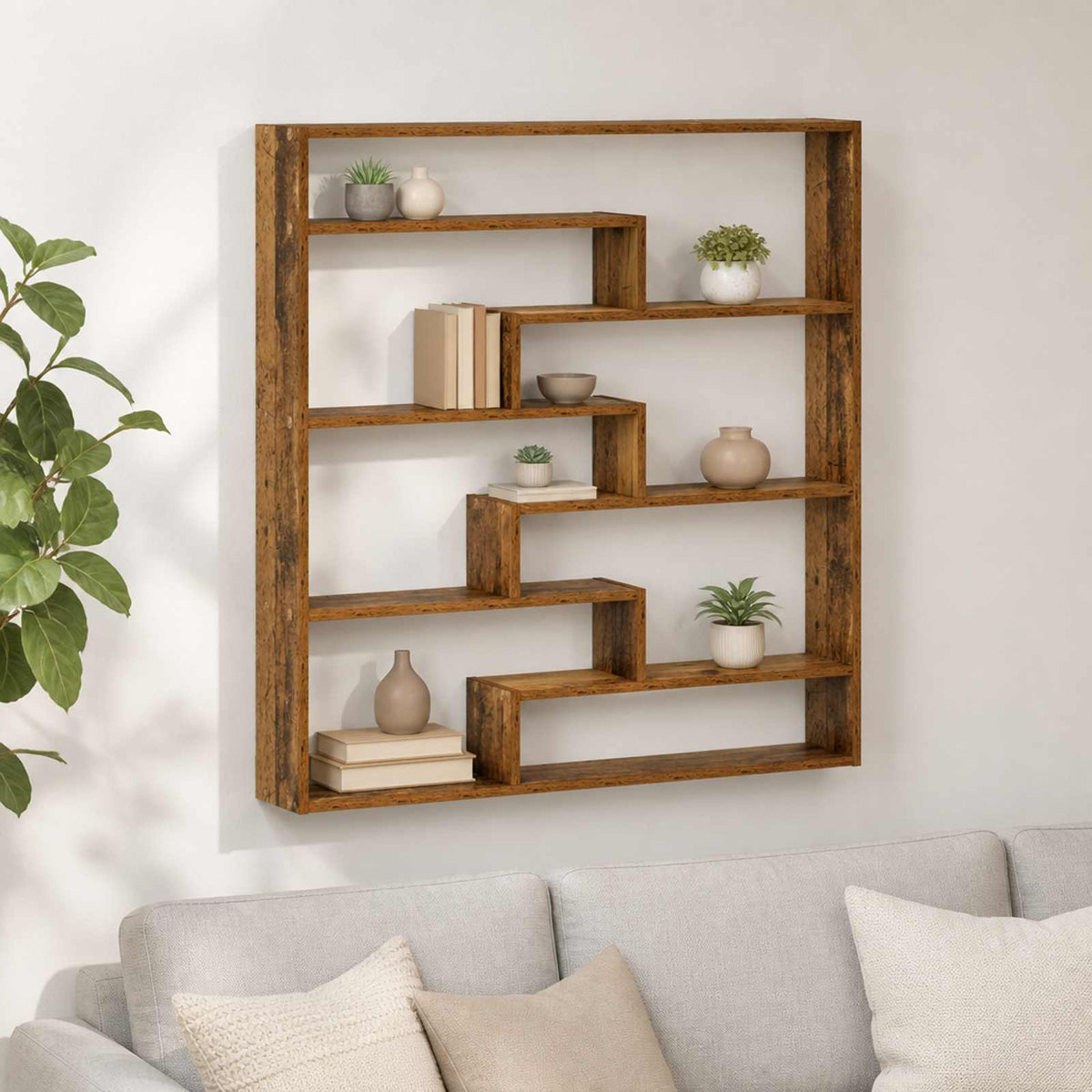 Wall Shelf 103 x 17 x 102 cm Engineered Wood Old wood
