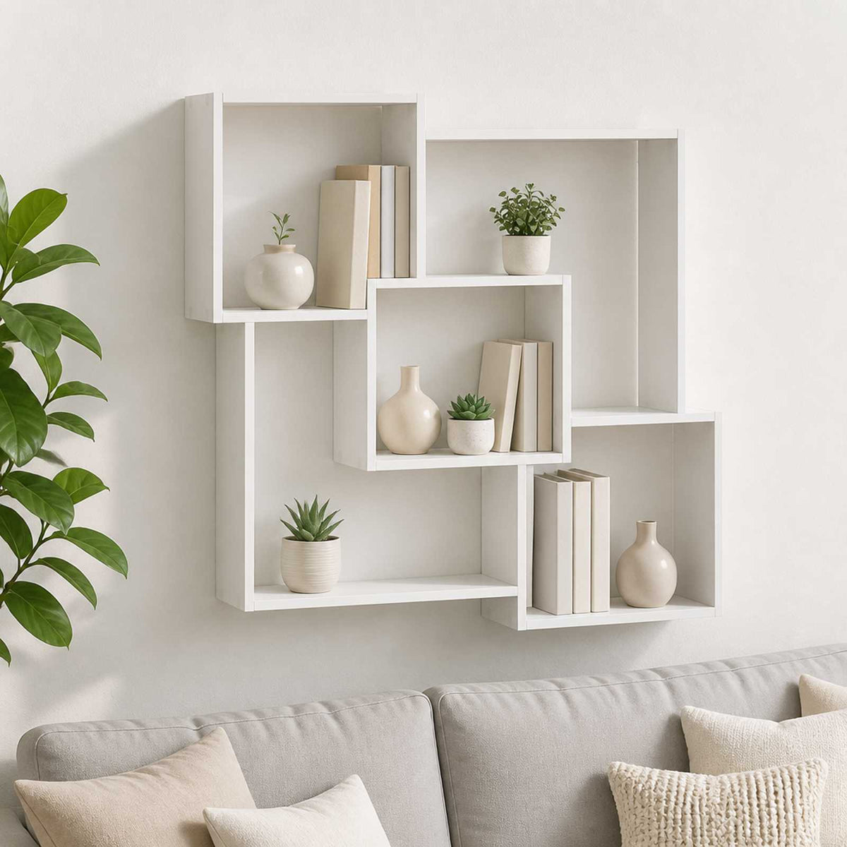 Wall Shelf 98 x 17 x 91 cm Engineered Wood White