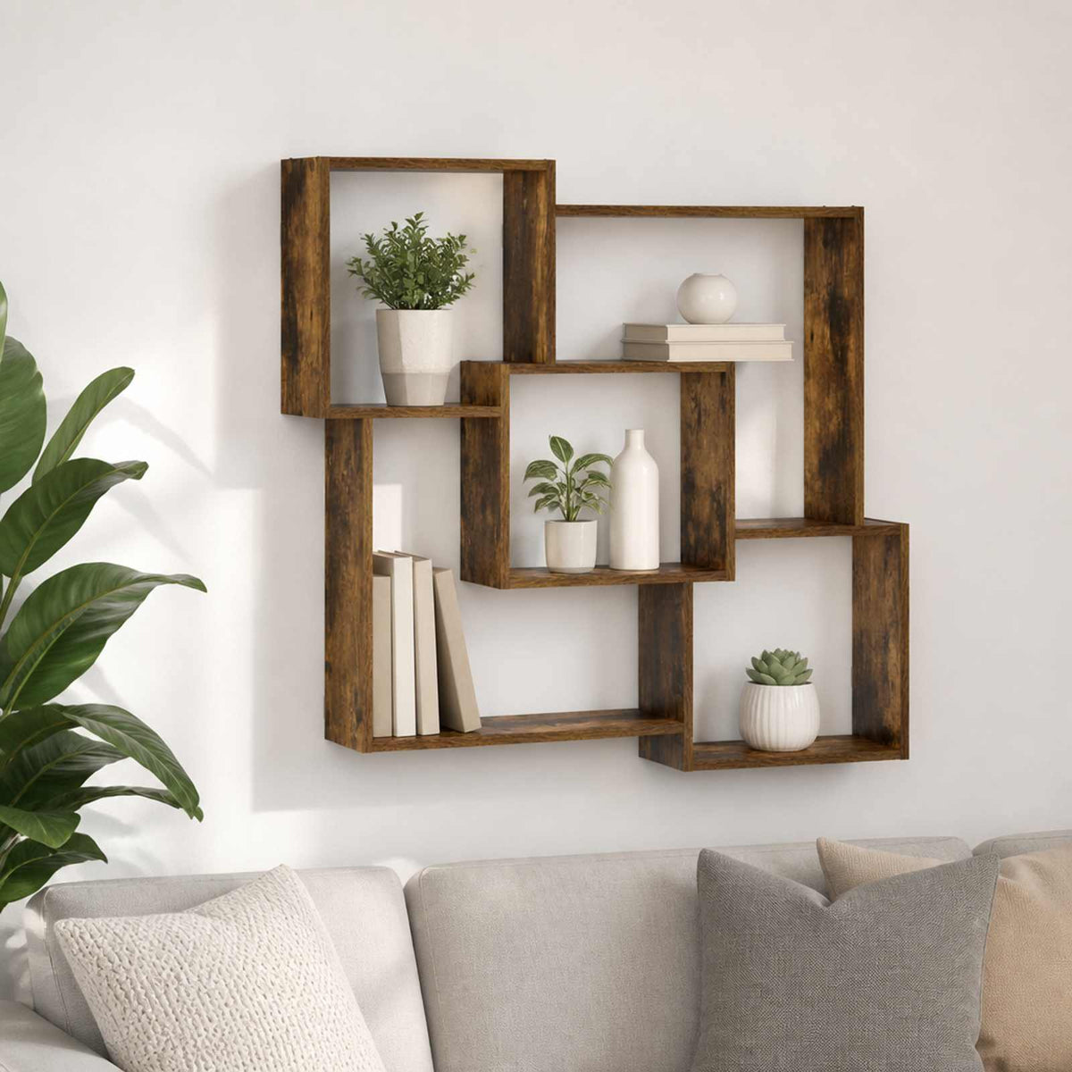 Wall Shelf 98 x 17 x 91 cm Engineered Wood Smoked oak