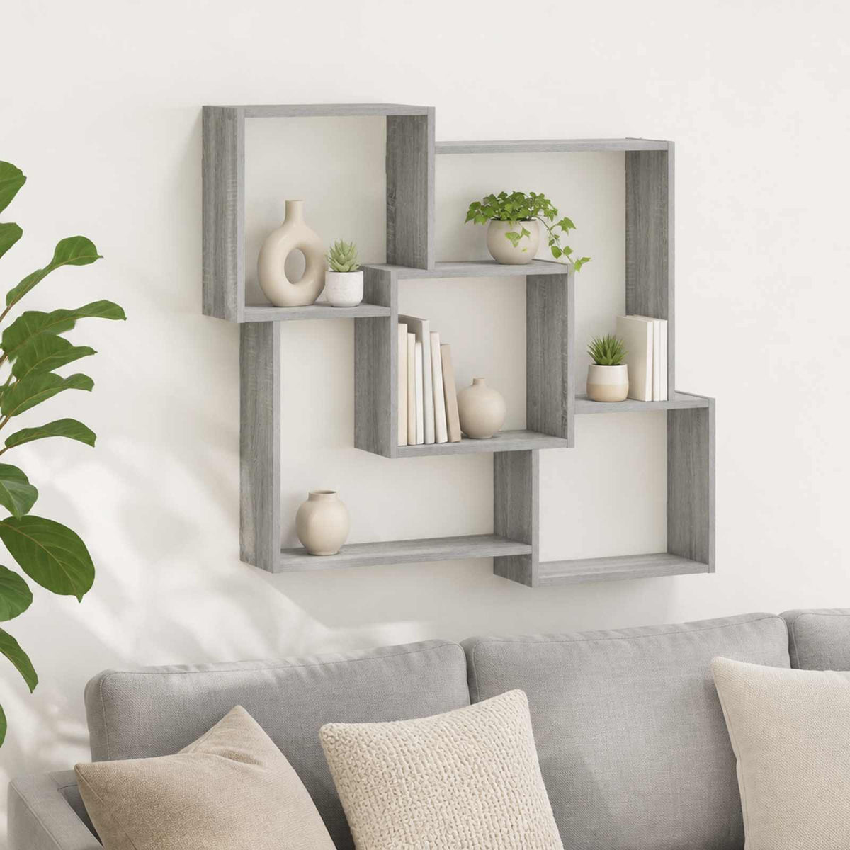 Wall Shelf 98 x 17 x 91 cm Engineered Wood Grey sonoma