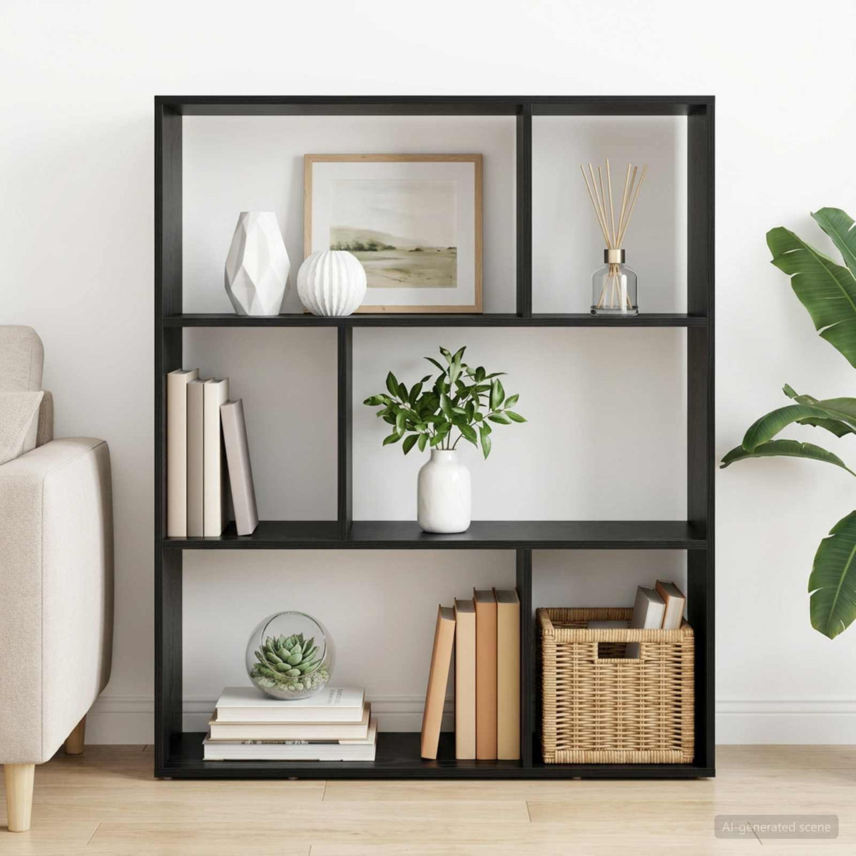 Book Cabinet Engineered Wood Width 102 cm Black oak 103.5 cm