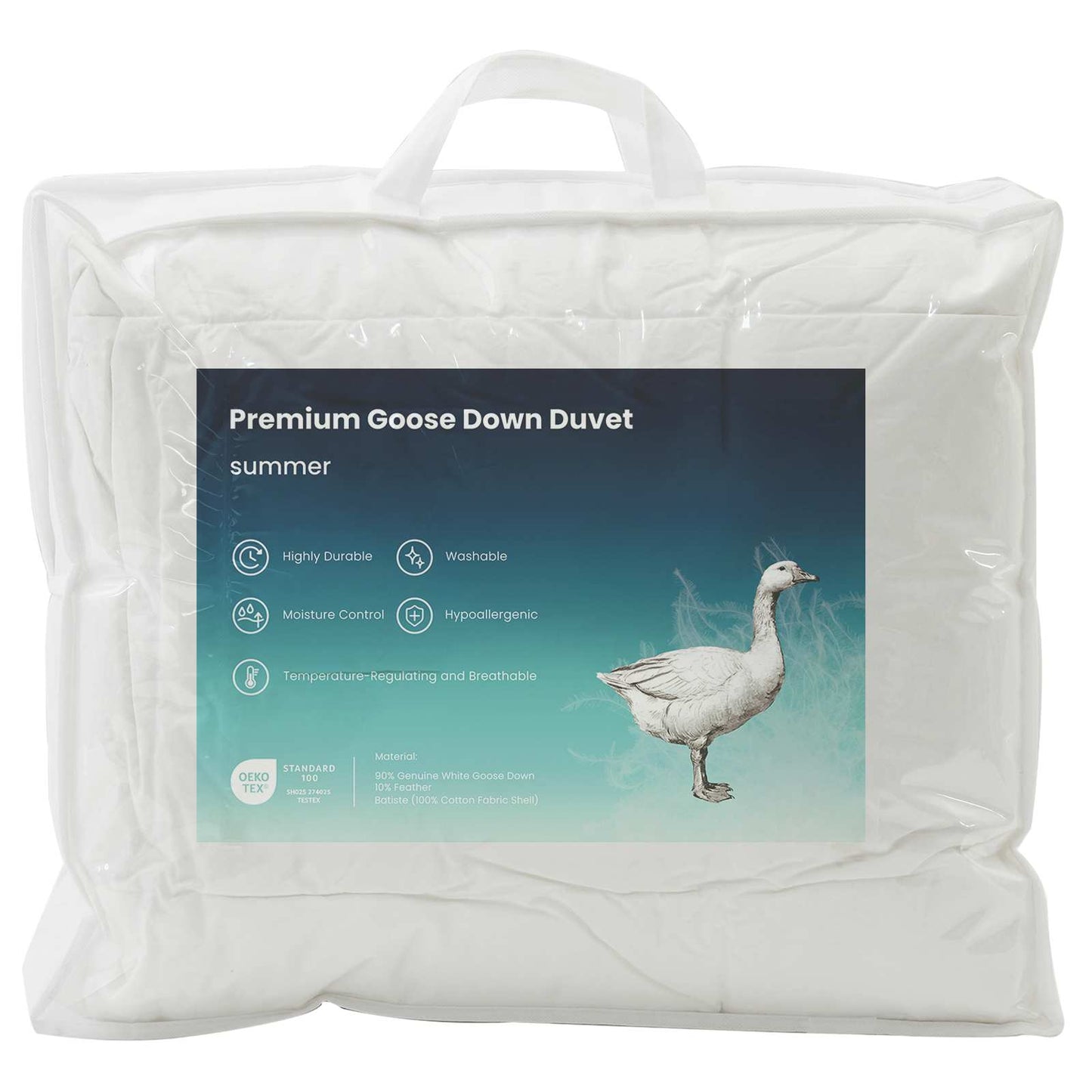vidaXL 90% Goose Down Duvet Set FULDA 3 pcs 220 x 240 cm Summer White 5