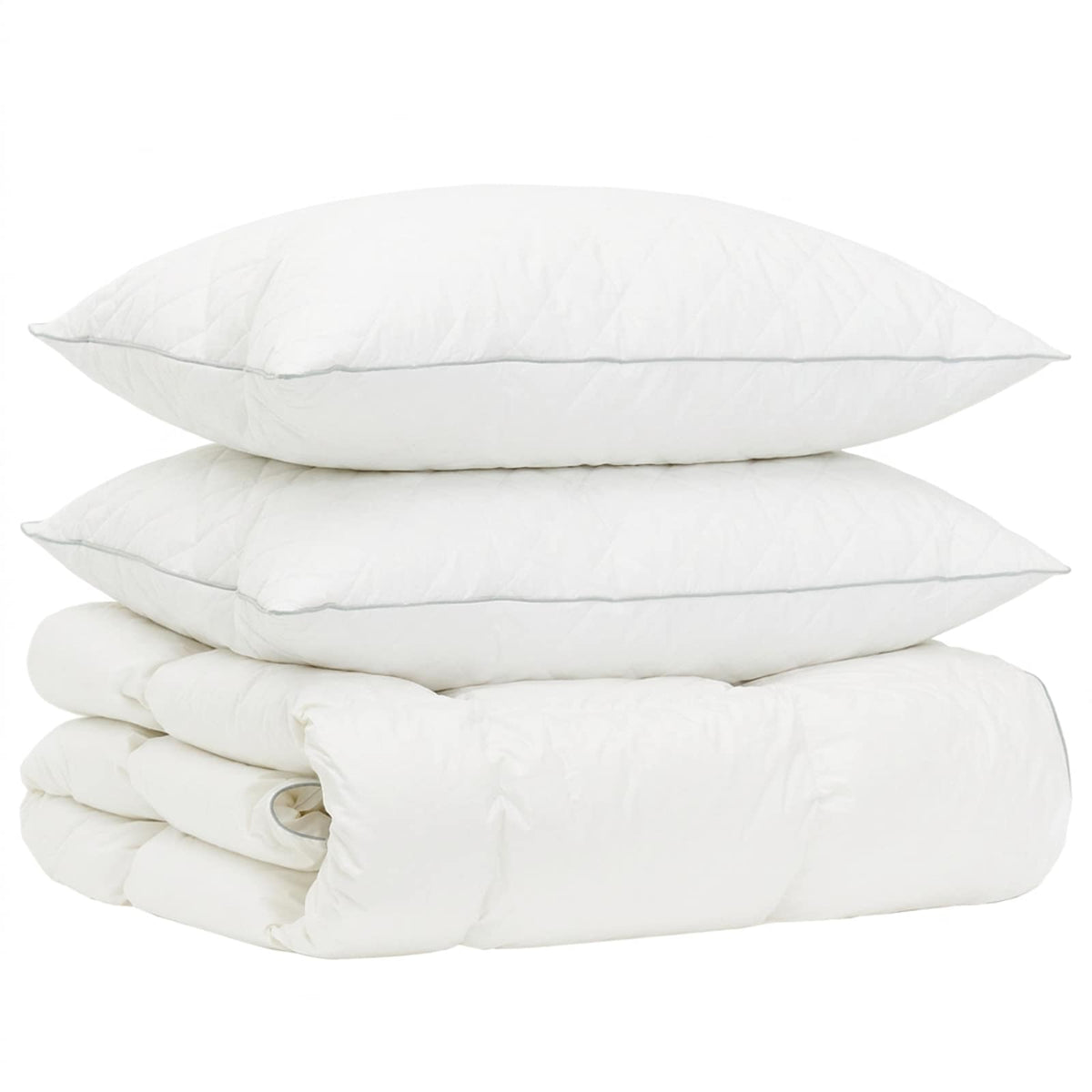vidaXL 90% Goose Down Duvet Set FULDA 3 pcs 135 x 220 cm Winter White 2