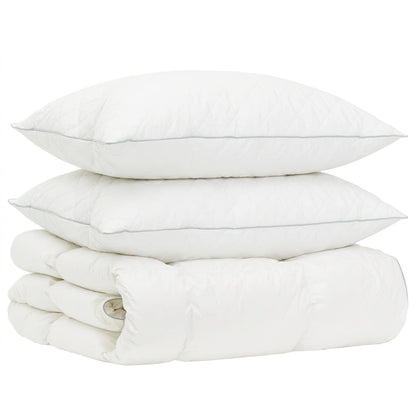 vidaXL 90% Goose Down Duvet Set FULDA 3 pcs 135 x 220 cm Winter White 2
