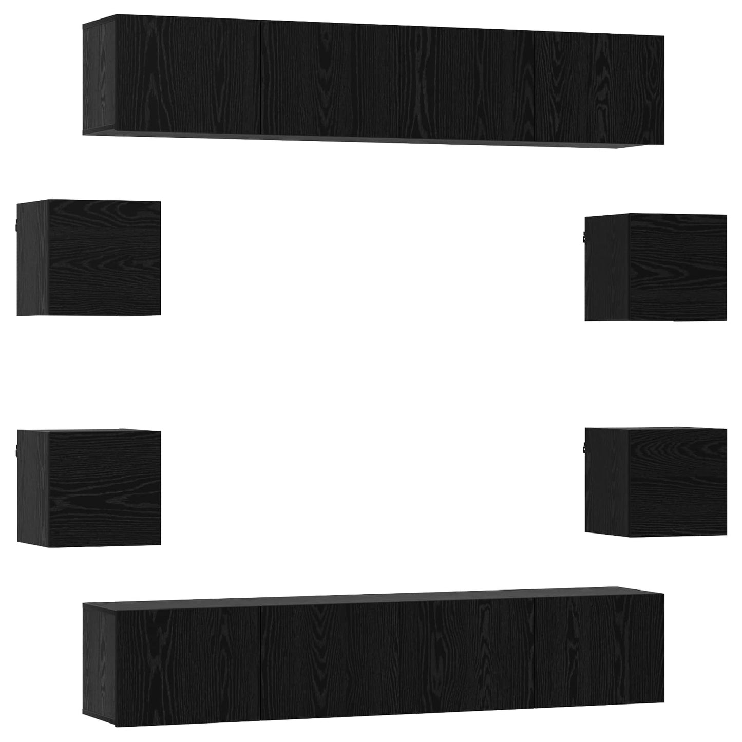 vidaXL TV Cabinet Set 8 pcs Black Oak Engineered Wood 2