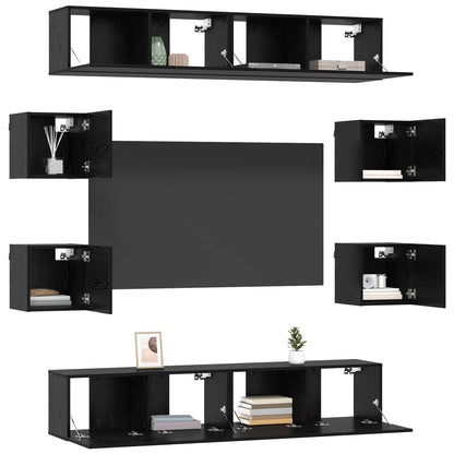 vidaXL TV Cabinet Set 8 pcs Black Oak Engineered Wood 3