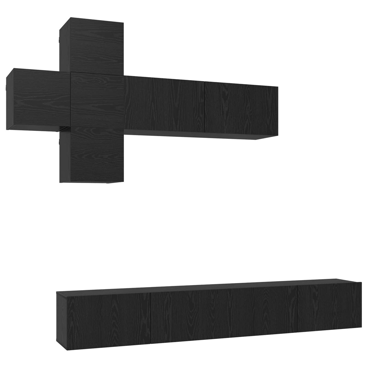 vidaXL TV Cabinet Set Wall-mounted 7 pcs Black Oak Engineered Wood 2