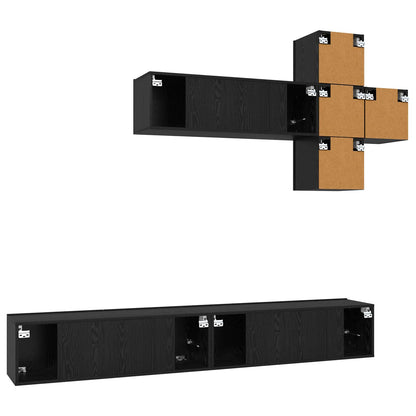 vidaXL TV Cabinet Set Wall-mounted 7 pcs Black Oak Engineered Wood 6