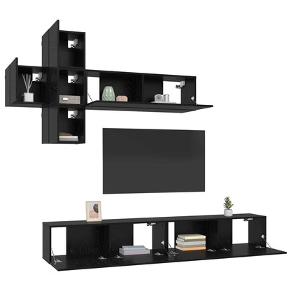 vidaXL TV Cabinet Set Wall-mounted 7 pcs Black Oak Engineered Wood 3