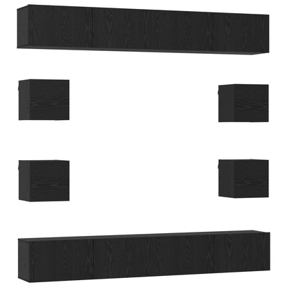 vidaXL TV Cabinet Set 8 pcs Black Oak Engineered Wood 2