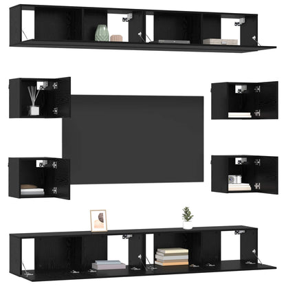 vidaXL TV Cabinet Set 8 pcs Black Oak Engineered Wood 3