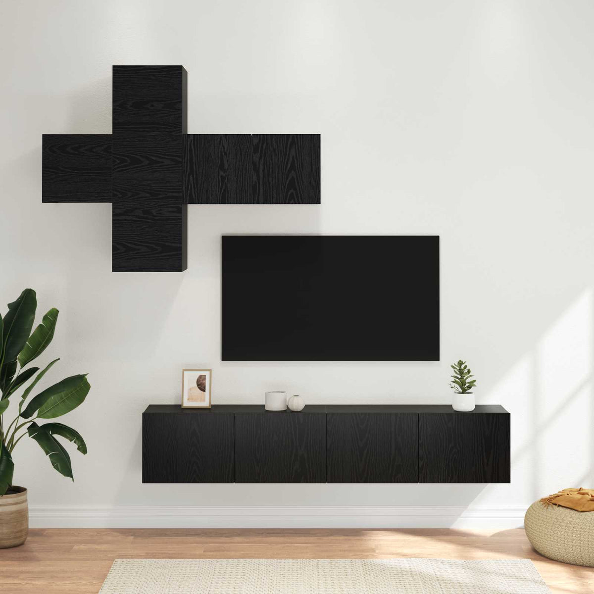 7 Piece TV Cabinet Set Engineered Wood Width 60 cm Black oak