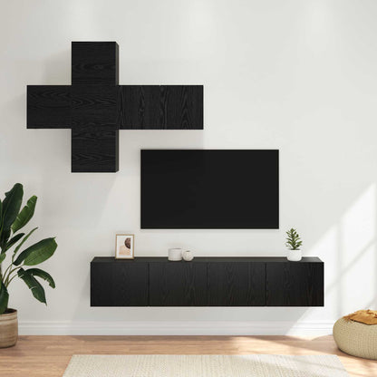 7 Piece TV Cabinet Set Engineered Wood Width 60 cm Black oak