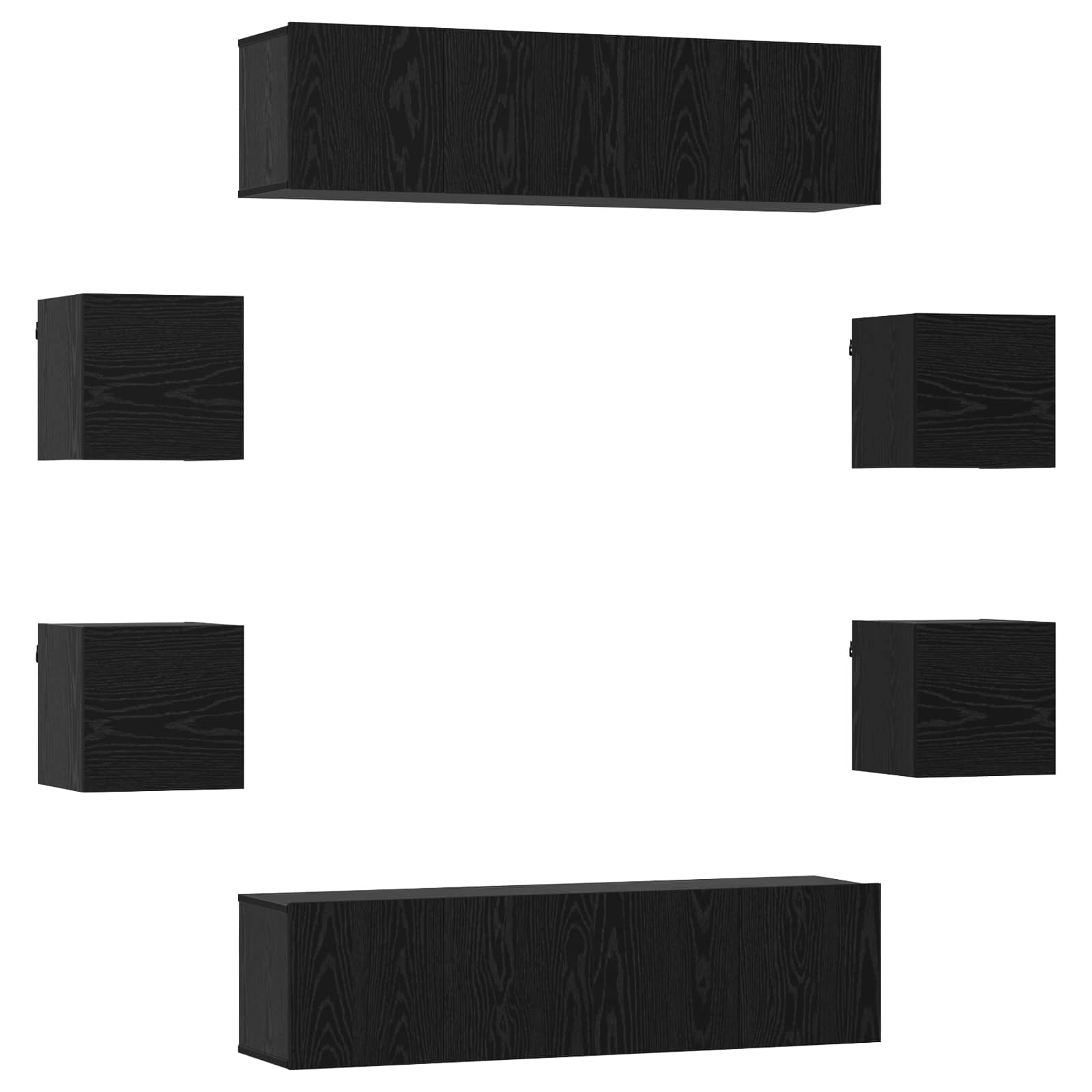 vidaXL TV Cabinet Set 8 pcs Black Oak Engineered Wood 2