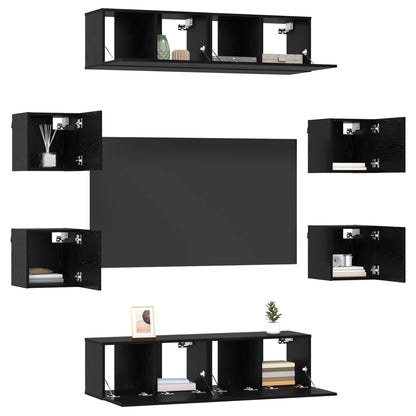 vidaXL TV Cabinet Set 8 pcs Black Oak Engineered Wood 3