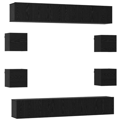 vidaXL TV Cabinet Set 10 pcs Black Oak Engineered Wood 2