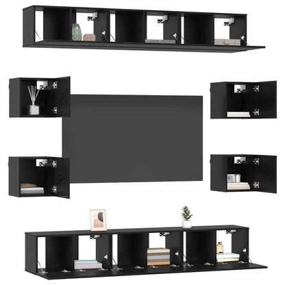 vidaXL TV Cabinet Set 10 pcs Black Oak Engineered Wood 3