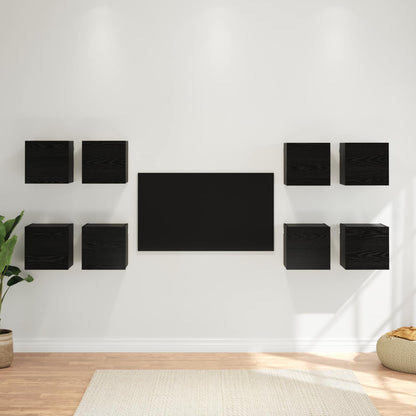 8 Piece Wall-mounted TV Cabinet Set 30,5x30x30 cm Black oak