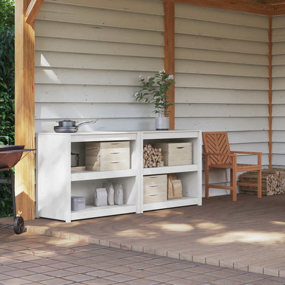 vidaXL Outdoor Kitchen Cabinet MEPPEL 2 pcs White Solid Pine Wood 1