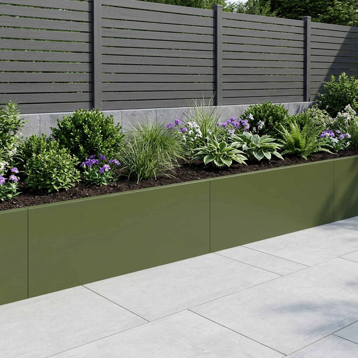 Retaining Wall 100 x 12 x 40 cm Steel 2 pcs Olive green